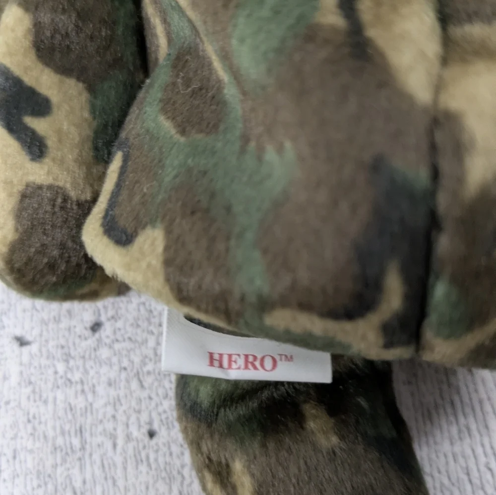 Ty Hero Camouflage Bear Plush with Brown and Green